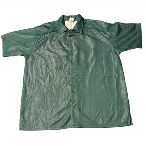 Vintage CLAUDIO NUCCI Green Shimmer Mesh Button-Up Men’s Shirt SZ XL